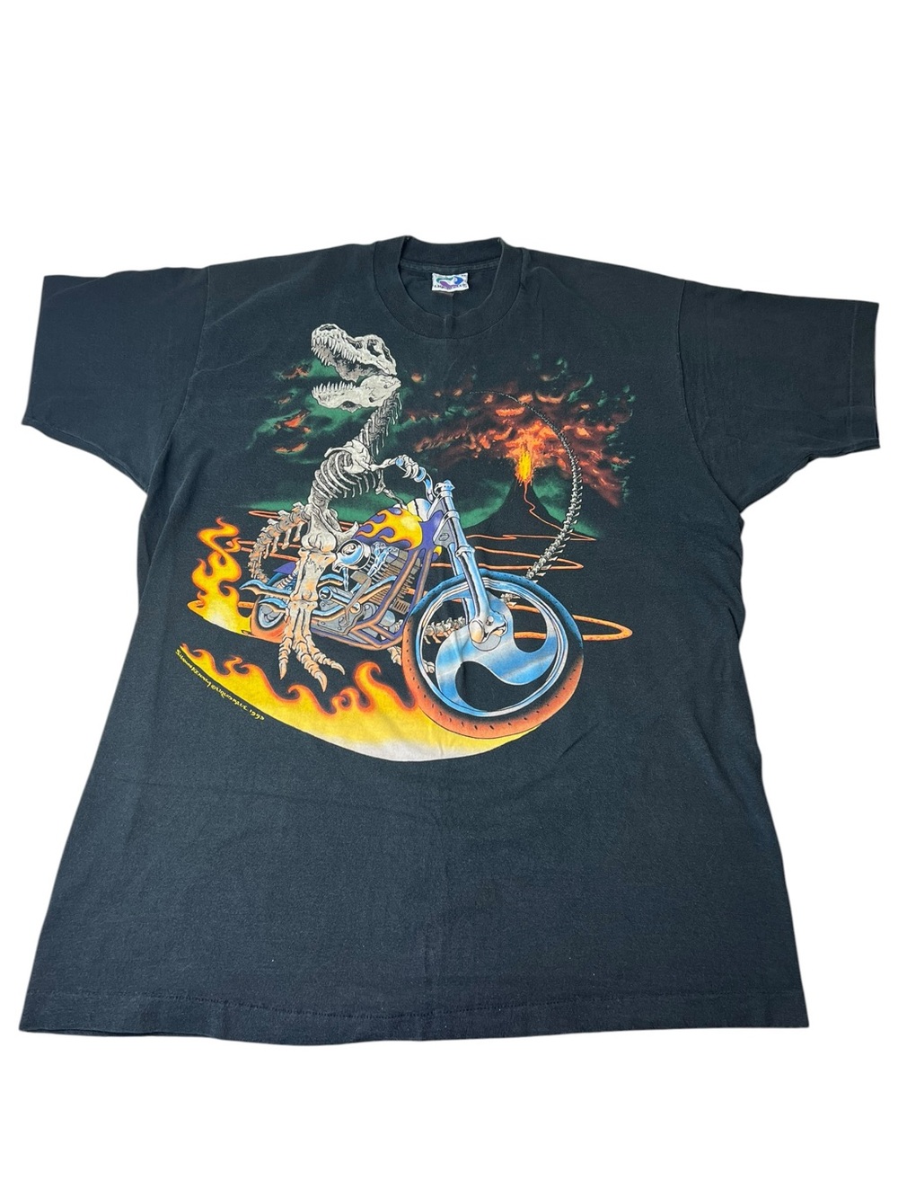 Liquid Blue VTG 90’s (1993) “Bad To The Bone” T-Rex Riding a Motorcycle XL Tee